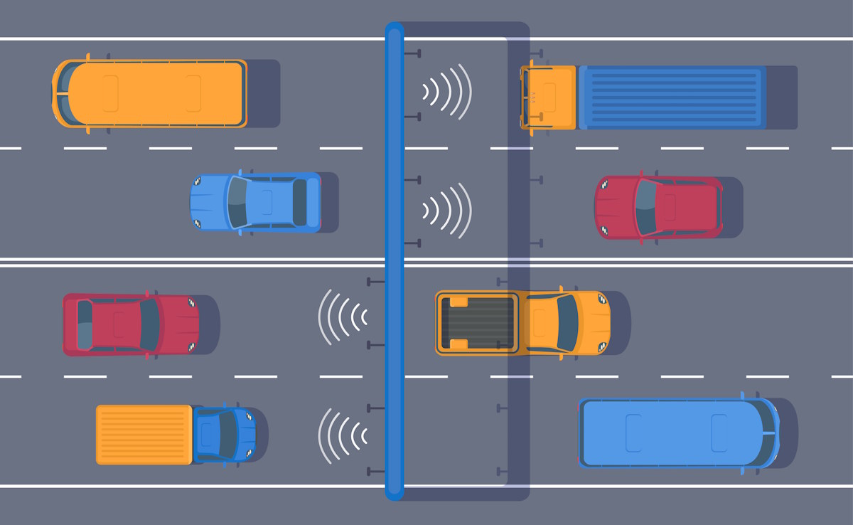 maut1.de-Blog: Schematische Darstellung der Verkehrserfassung mit Hilfe einer Mautschilderbrücke
