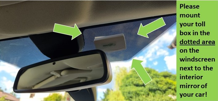 Mautbox Befestigung Windschutzscheibe